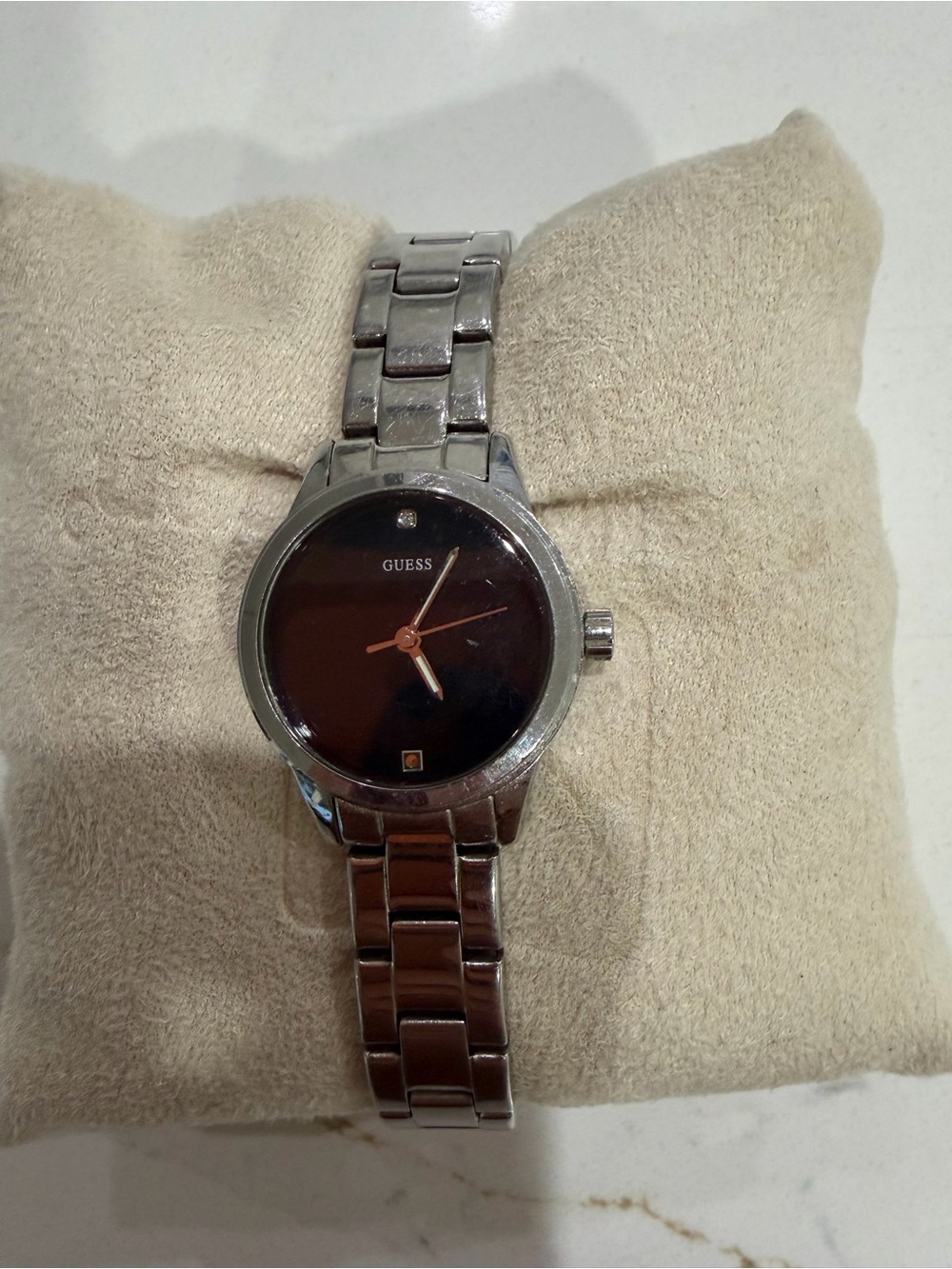 GUESS Silver Bracelet Watch with Black Dial small wrist size